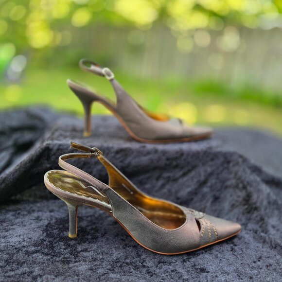 Nina Ireland GS, Bronze Glimmer Slingback Pumps - Picture 4 of 11